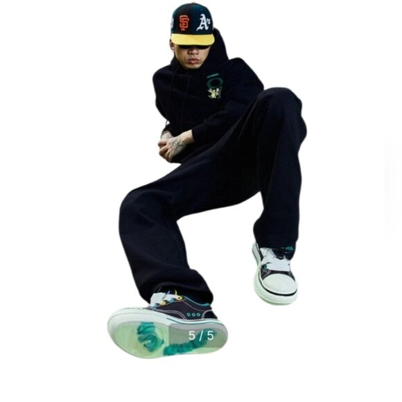 Old Order X AFGK Canvas Black and Cream Low-Top Sneakers - Picture 7 of 10